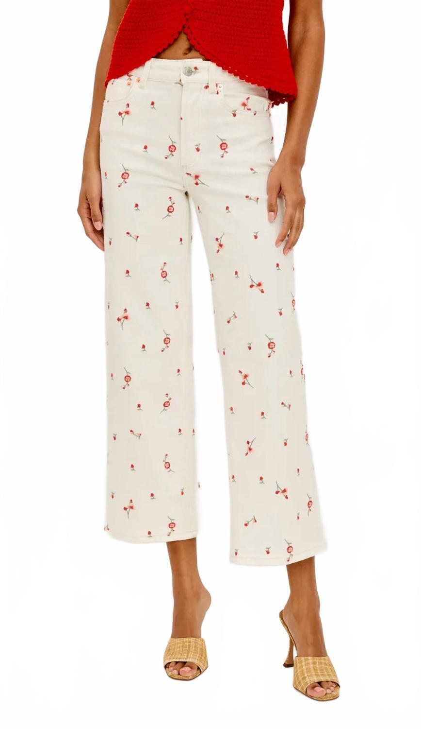 New Rails Getty Crop Wide Leg Jeans In Ecru Romantic Floral